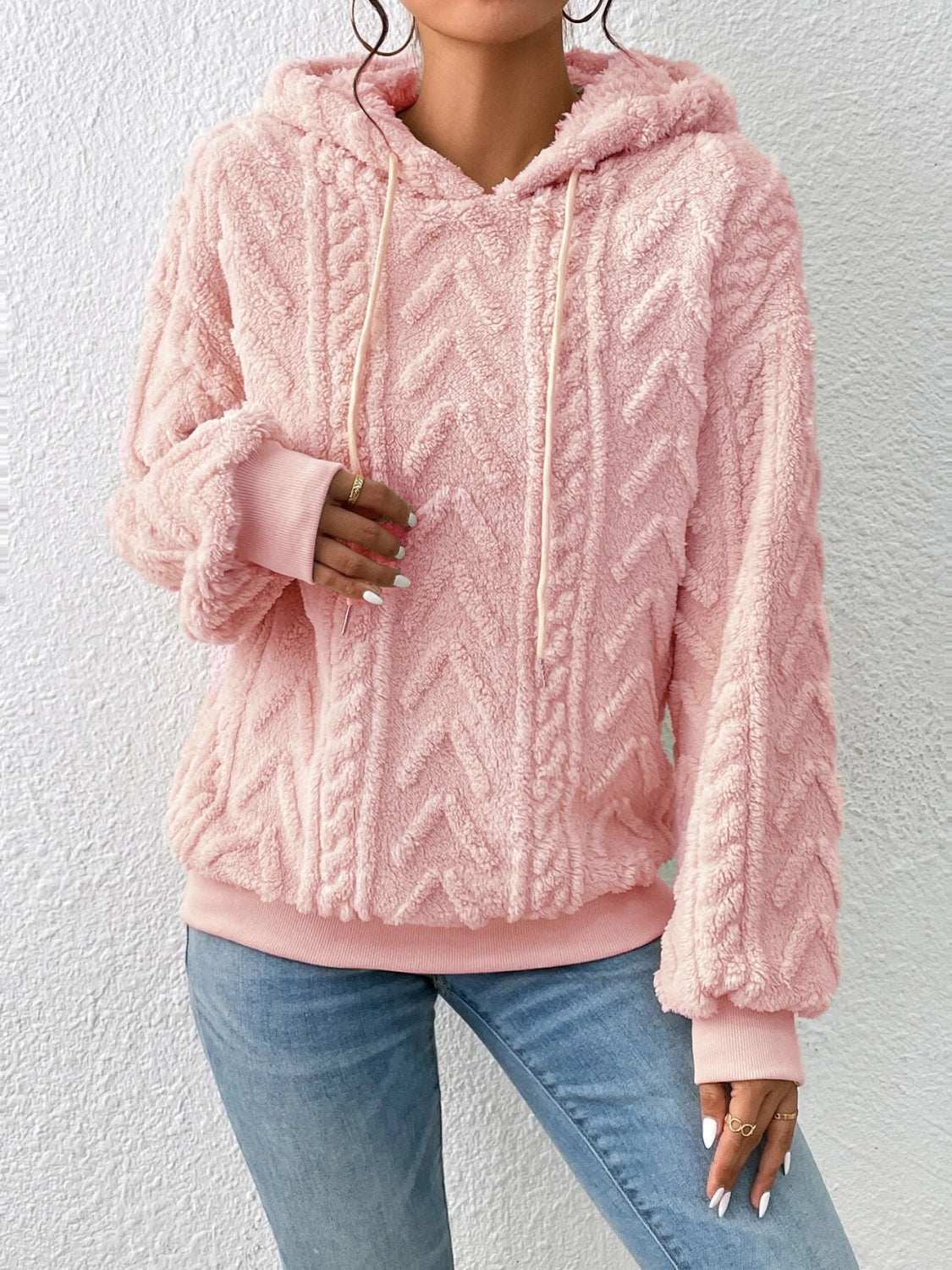 Kvinnor Hoodie Avslappnad Design Mjuk Tygblandning-5