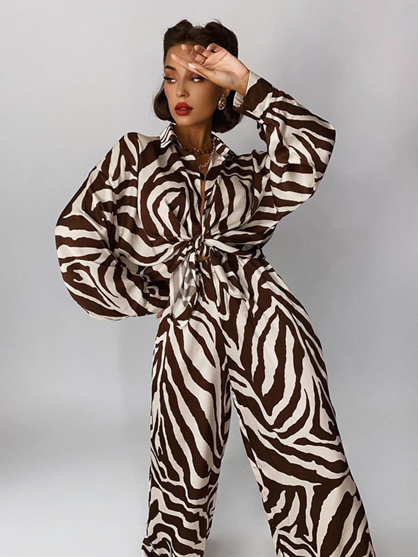 Dam Lounge Set Zebramönster Mjuk Polyester-4