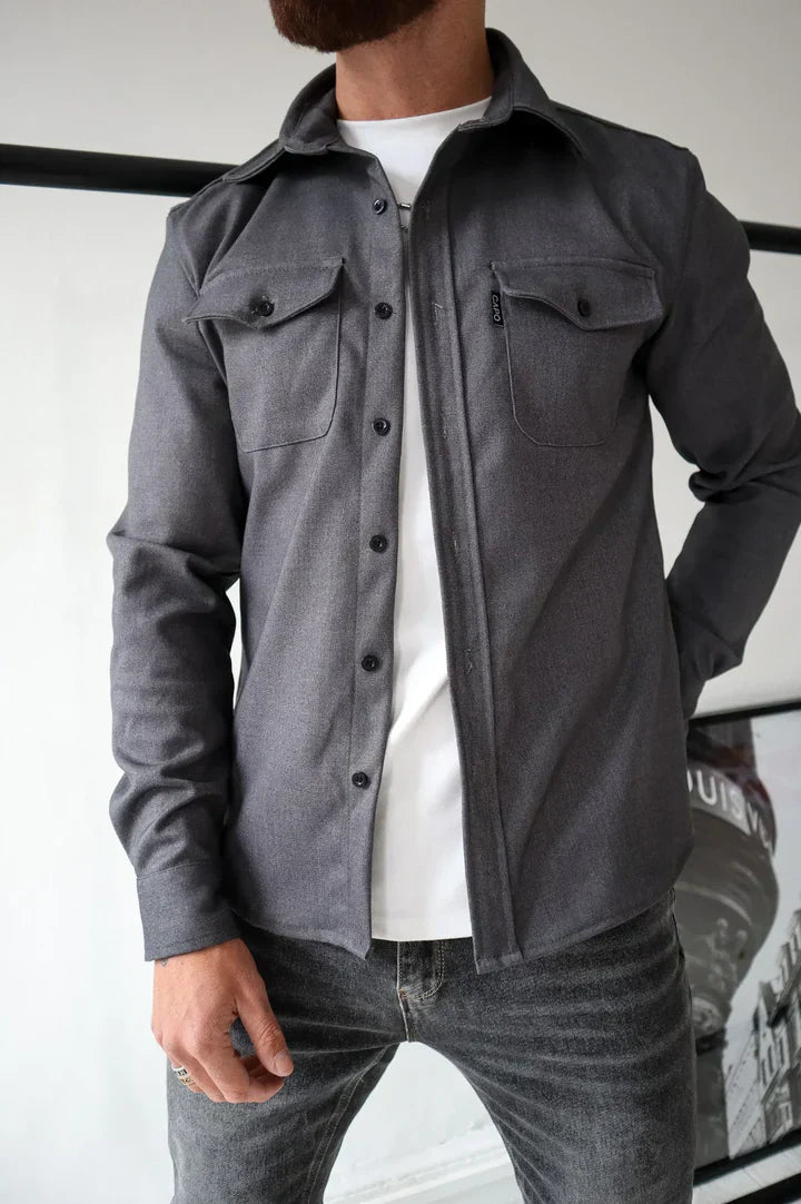Variant image for Herrjacka Minimalistisk Knappstängning Lätt Tyg med Bröstfickor-31