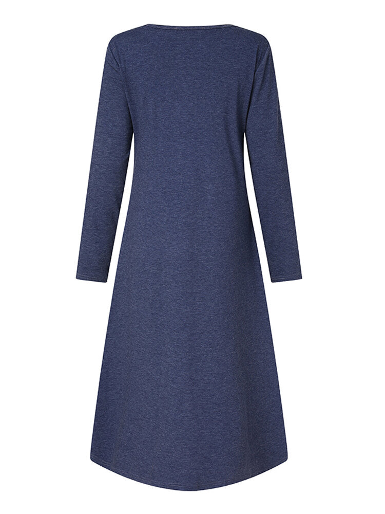 Dam Klänning Midi Lång Ärmar Asymmetrisk Hem Mjuk Blandning av Elasthan, Rayon, Polyester-6