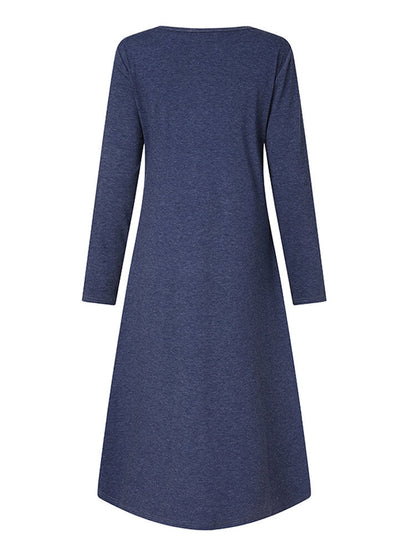 Dam Klänning Midi Lång Ärmar Asymmetrisk Hem Mjuk Blandning av Elasthan, Rayon, Polyester-6