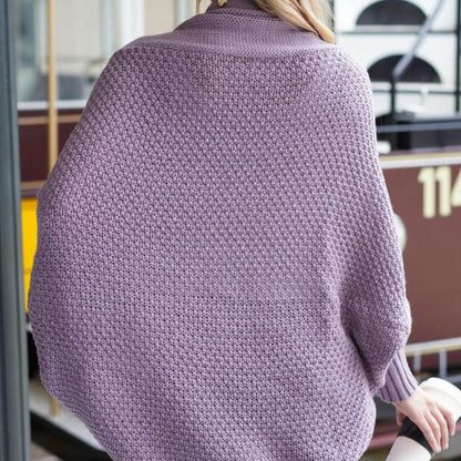 Kvinnor Lång Kofta Dolmanärmar Stickad Material-2