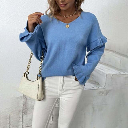 Unisex V-Neck Sweater Cotton-Acrylic Blend-3