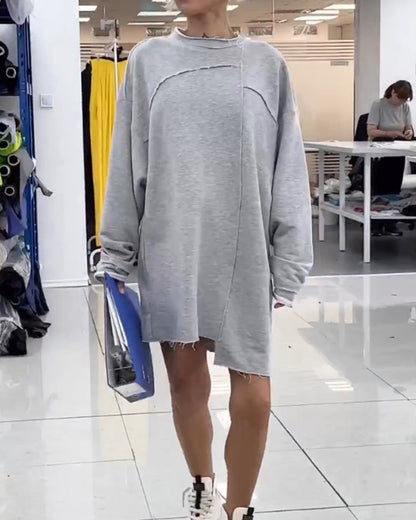 Kvinnors Skiftklänning Casual Bomullsmix med Cirkulär Halsringning 2