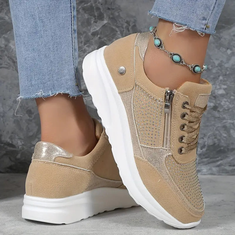 Dam Sneakers Wedge Glänsande PU-Läder-1