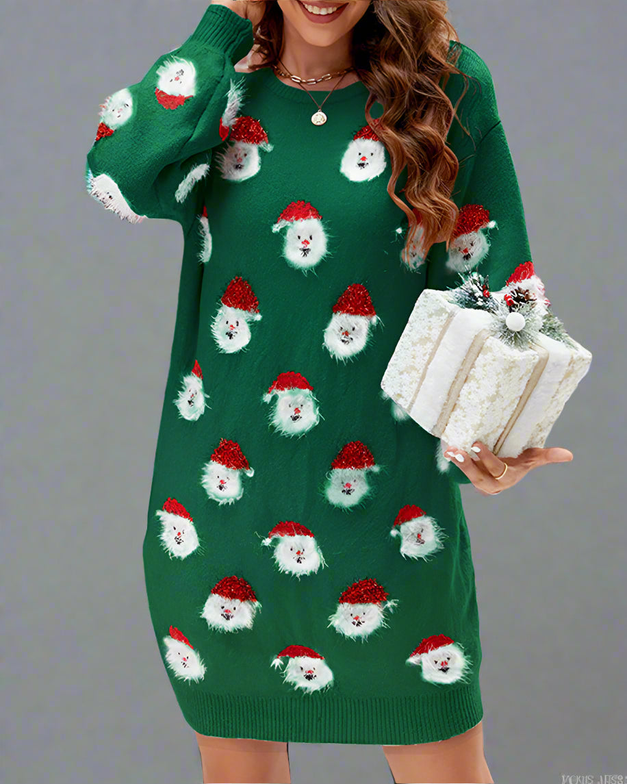 Dam Lång Jultröja Avslappnad Design Mjuk Fiber 8