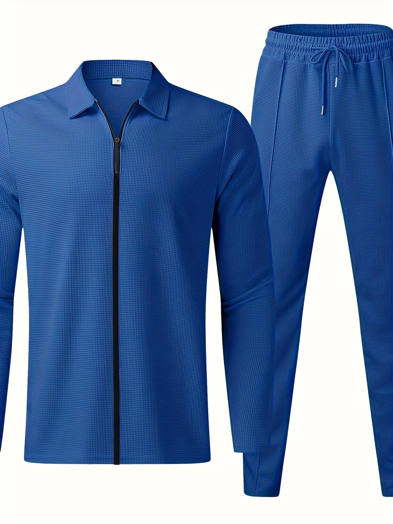 Mäns Träningsdräkt Full Zip Bomull Casual-6