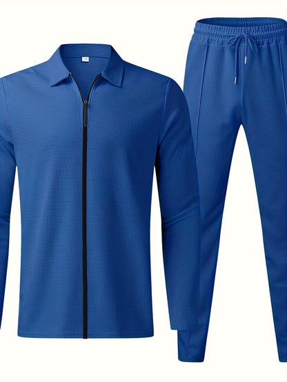 Mäns Träningsdräkt Full Zip Bomull Casual-6