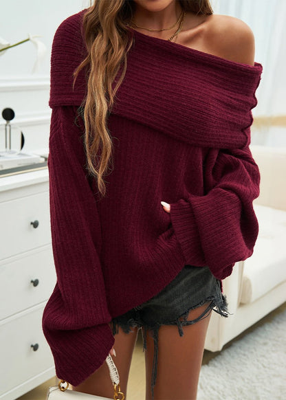 Variant image for Stickad Dam Tröja Off-Shoulder Mjuk Kvalitet-17