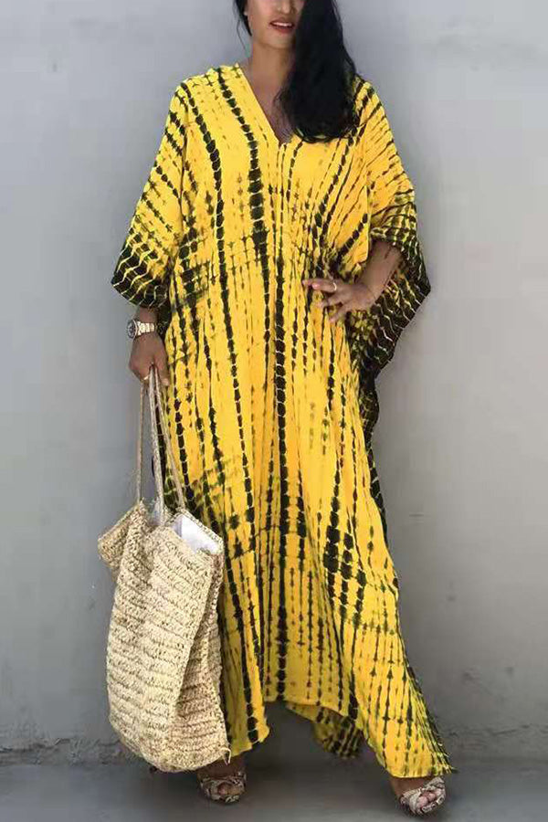 Variant image for Fina Dam Klänningar Boho V-hals Polyester Batikdesign-8