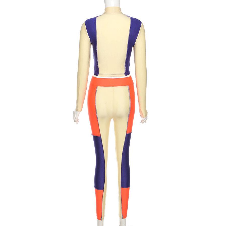 Dam Långärmad Topp och Byxor Polyester Spandex-4