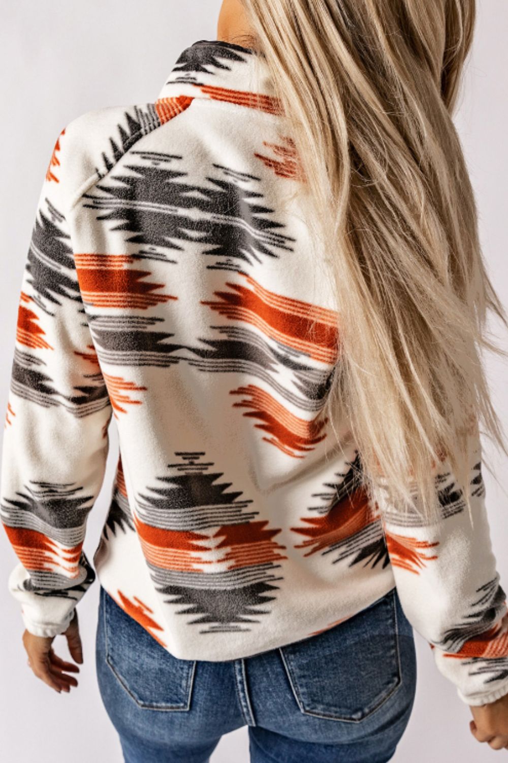 Damen-Strickpullover, geometrisches Muster mit Druckknöpfe aus weicher Qualität-3