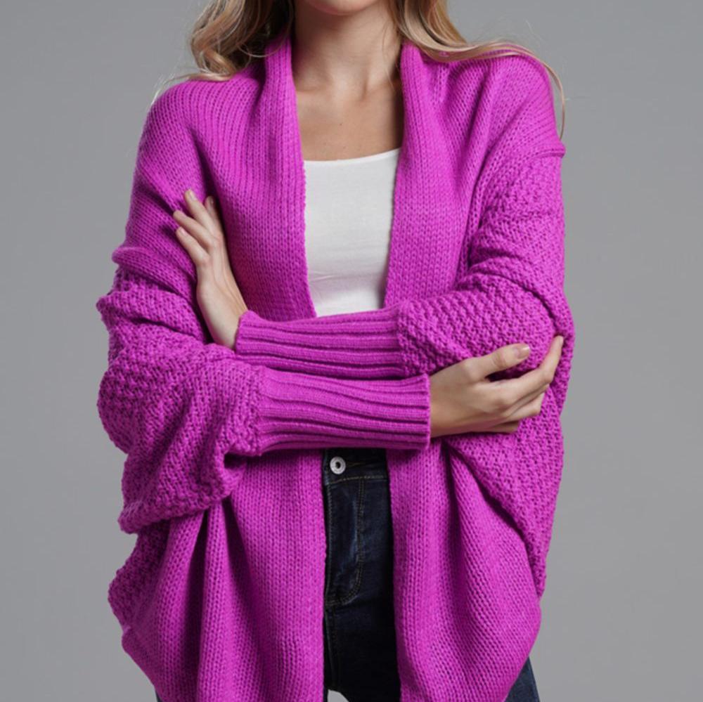 Variant image for Kvinnor Lång Kofta Dolmanärmar Stickad Material-2