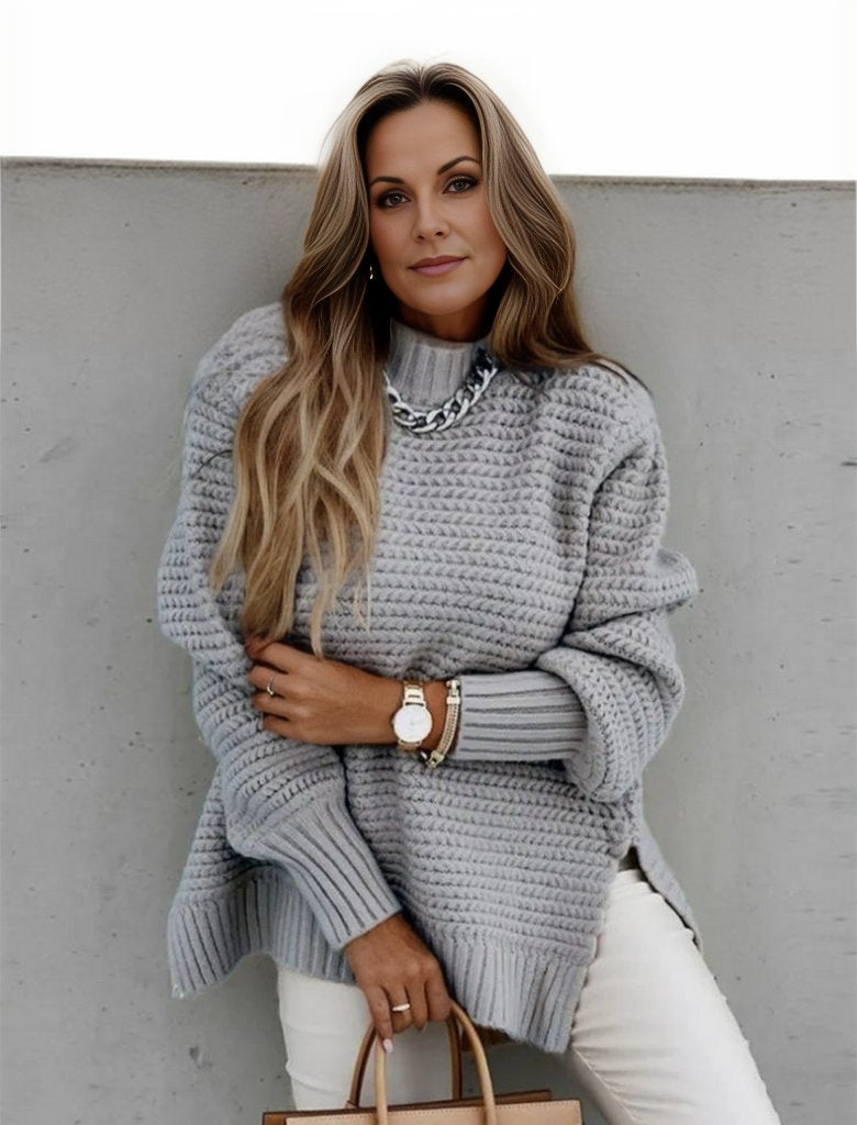 Variant image for Stickad Dam Tröja Oversized Mjuk Vaffelmönster-7