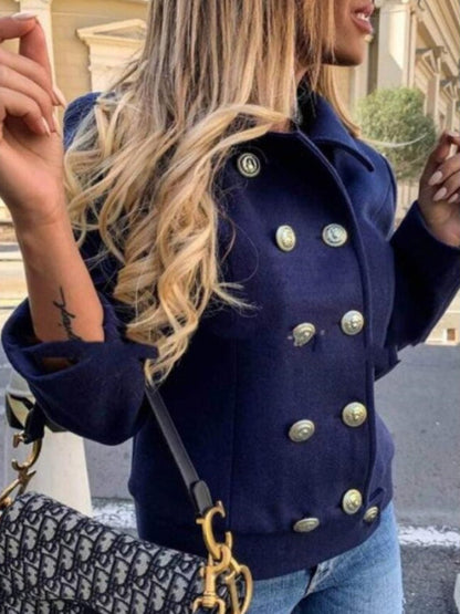 Dam Blazer Dubbelknappad Polyester med Gyllene Detaljer-6