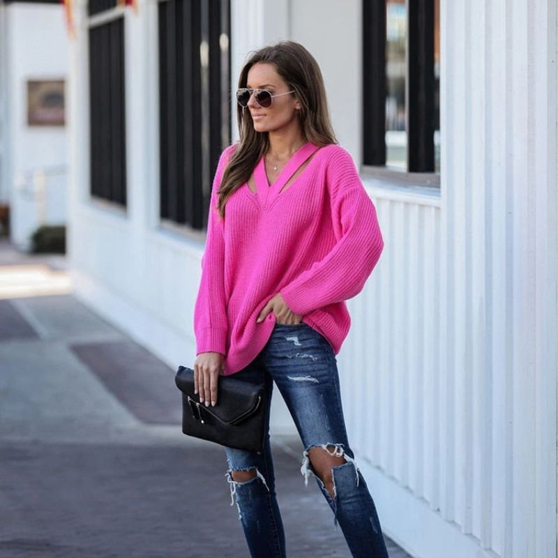 Variant image for Dam V-ringad Tröja Smidig Akryl med Långa Ärmar-1