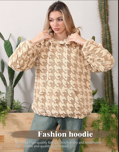 Dam Lång Hoodie Oversized Mjuk Fleece 3