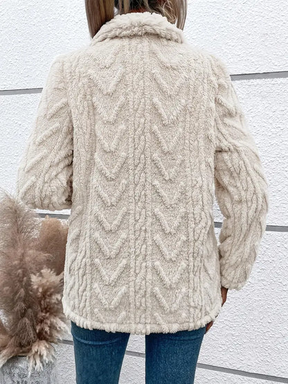 Kvinnor Sherpa Jacka Öppen Design Fleece-4