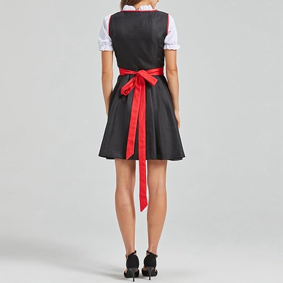Dam Dirndl Klänning Traditionell Design Polyester med Korta Ärmar och V-Ringning-2