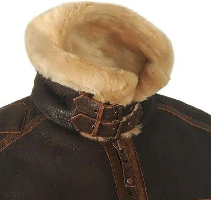 Herrjacka Läder Hög Krage Mjuk Avslappnad Passform-4
