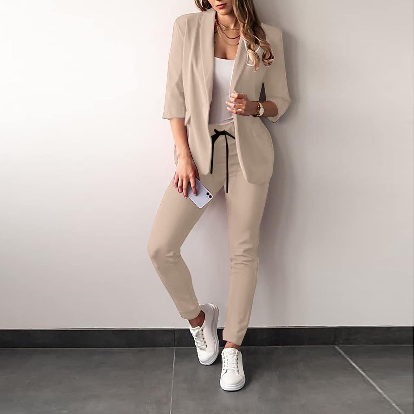Kostym för Kvinnor 2-delad Blazer och Byxor Polyester Elastan 5