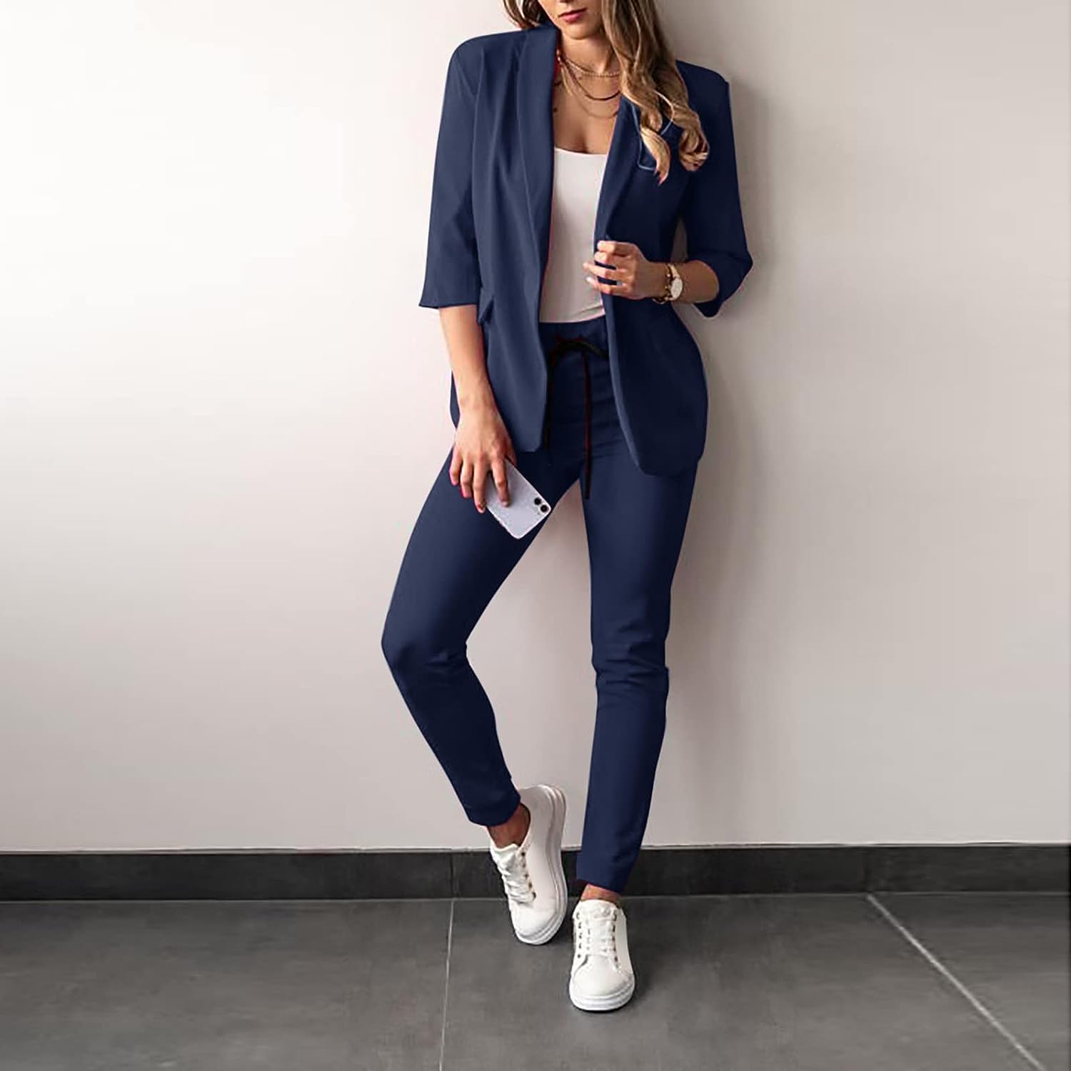 Kostym för Kvinnor 2-delad Blazer och Byxor Polyester Elastan 8