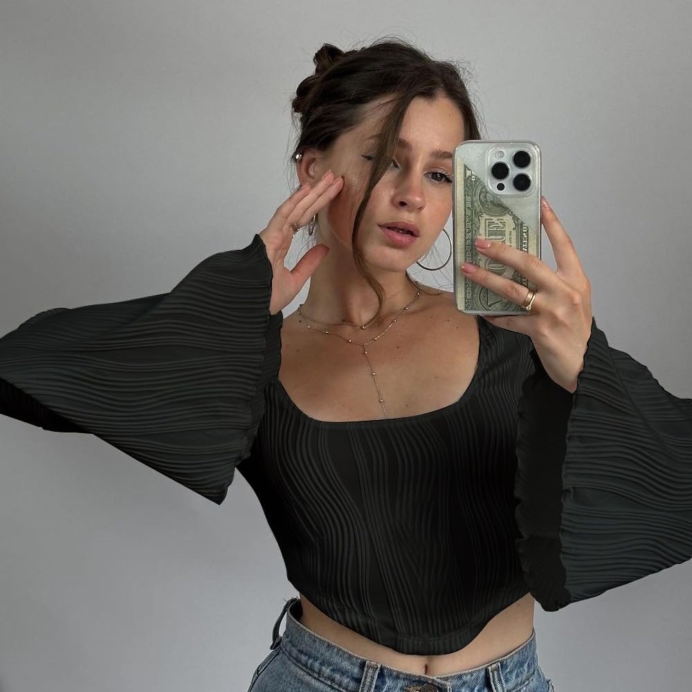 Dam Topp Klockhylsor Ribbad Polyester 3