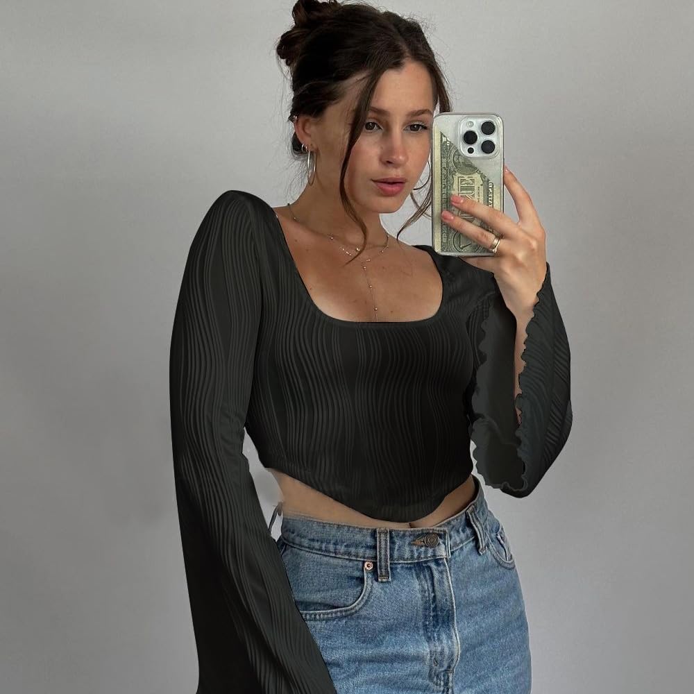 Dam Topp Klockhylsor Ribbad Polyester 7