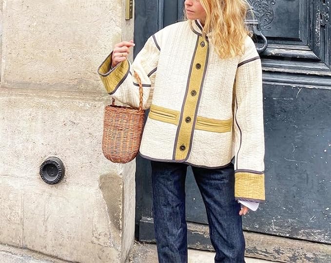Damjacka Vattentålig Elegant Patchwork För Damer-3