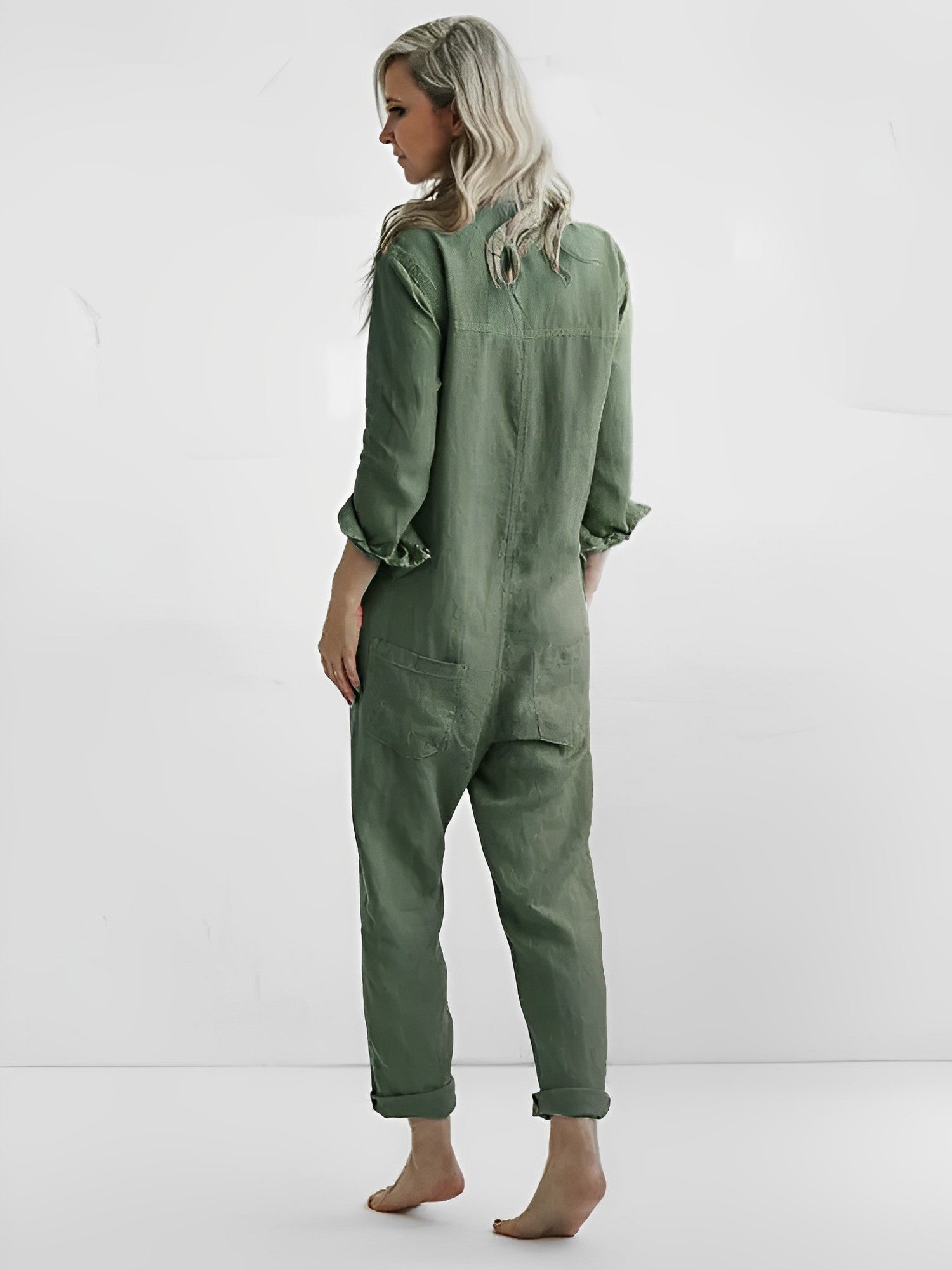 Dam Jumpsuit Löst Snitt Mjuk Bomull-3