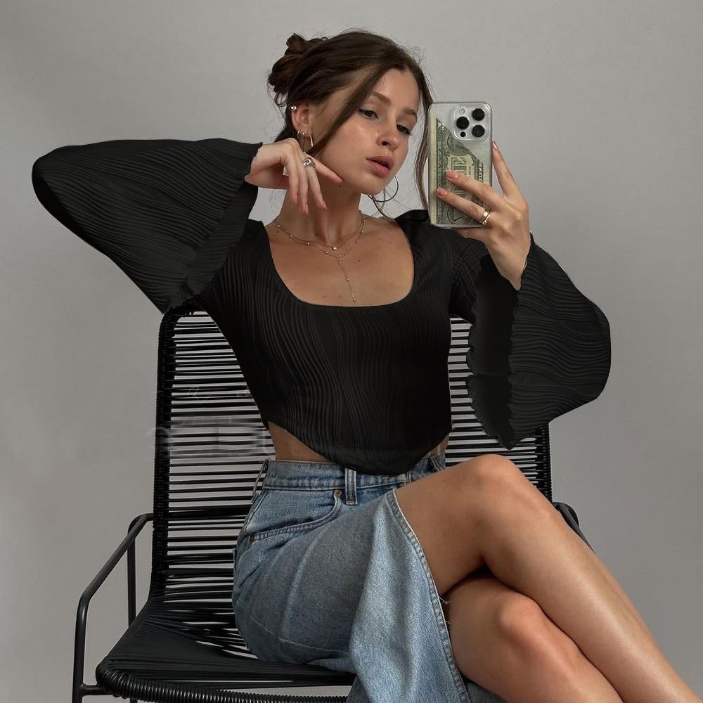 Dam Topp Klockhylsor Ribbad Polyester 2