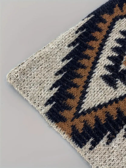 Dam Kofta Öppen Etniskt Mönster Mjuk Stickad Kvalitet-4