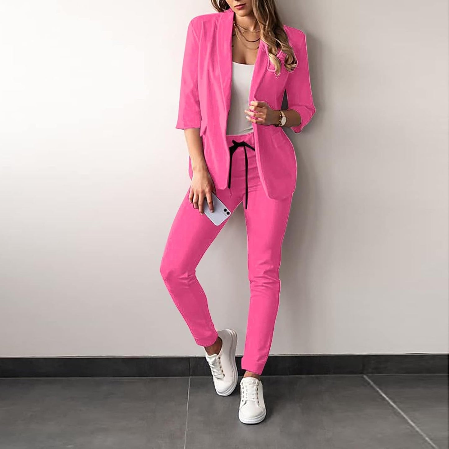 Kostym för Kvinnor 2-delad Blazer och Byxor Polyester Elastan 13