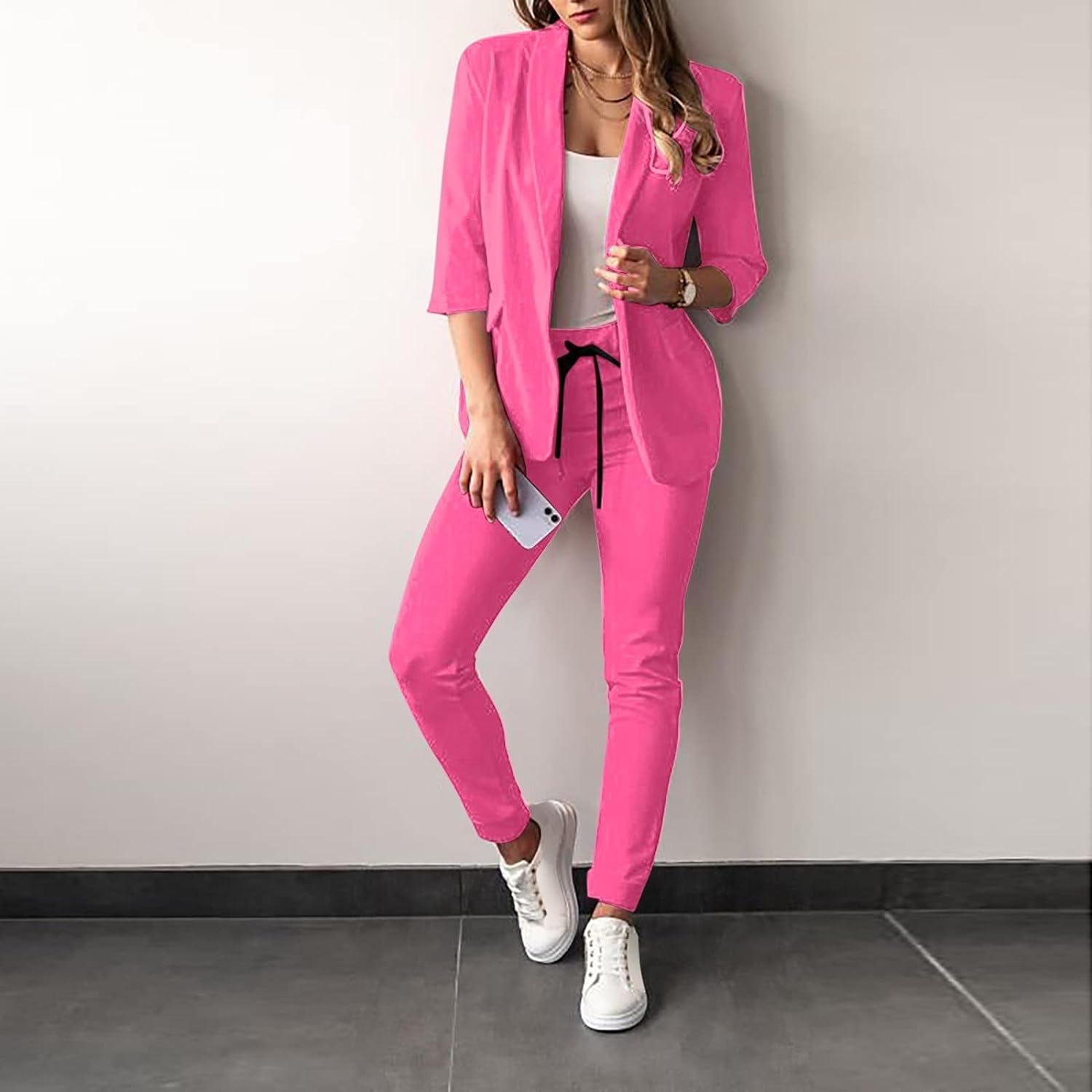 Kostym för Kvinnor 2-delad Blazer och Byxor Polyester Elastan 13