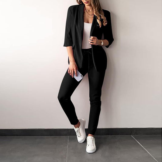 Kostym för Kvinnor 2-delad Blazer och Byxor Polyester Elastan 1