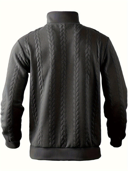 Herren-Pullover, Reißverschluss und Stehkragen, aus weichem Stoffmix-2