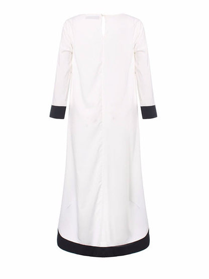 Damklänning Asymmetrisk Långärmad Randig Polyester 4