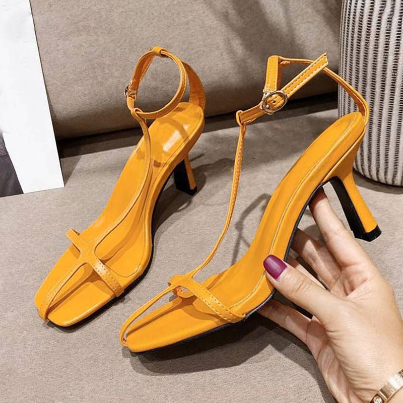 Dam Sandaler Gladiatorer PU-Läder Hög Klack 5-8 cm-4