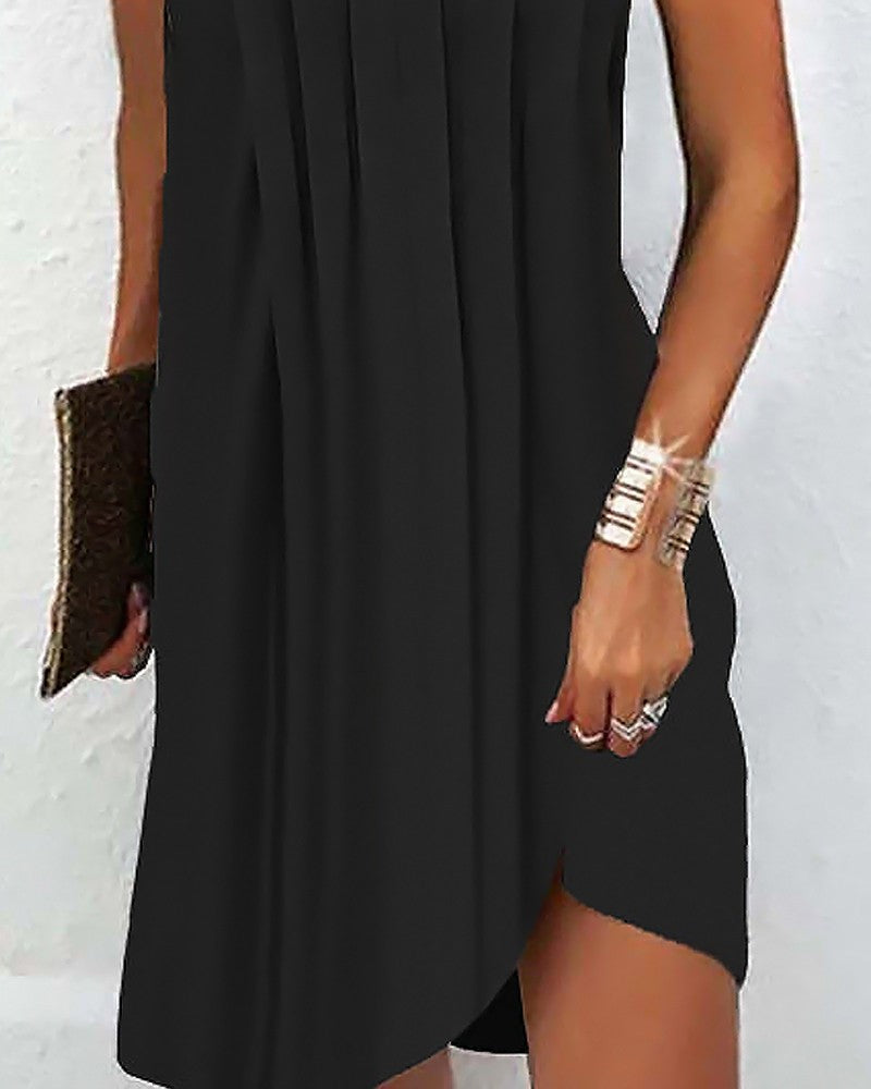 Ärmlös Klänning med Hackhalsring för Dam – Smickrande Silhuett i 100% Polyester, Perfekt för Sommarfester och Bröllop 5