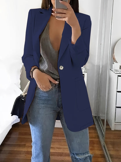 Dam Blazer Lång Stilren Design Högkvalitativt Tyg-2