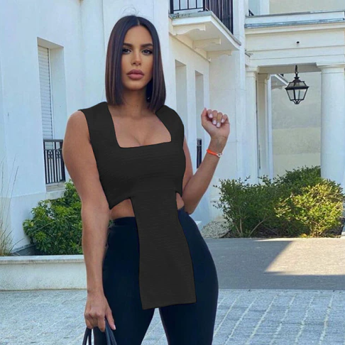 Variant image for Festtoppar Dam Asymmetrisk Design Polyester Spandex-1