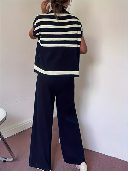 Dam Byxor Randig Design Casual Högkvalitativt Tyg-4
