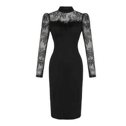 Dam Bandeauklänning Med Päls Trim Rayon-4