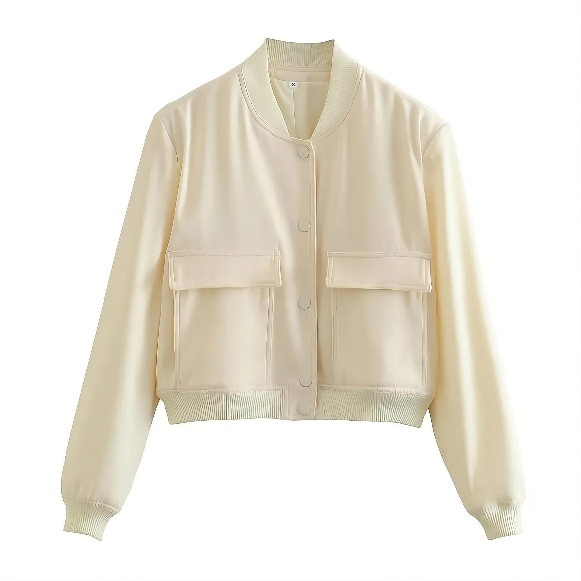 Dam Höstjacka Modern Design Polyester med Praktiska Fickor-4
