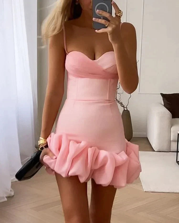 Kvinna Ruffle Klänning Elegant Polyester-2