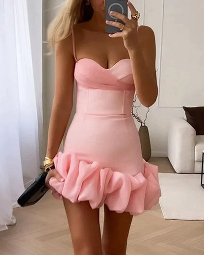 Kvinna Ruffle Klänning Elegant Polyester-2