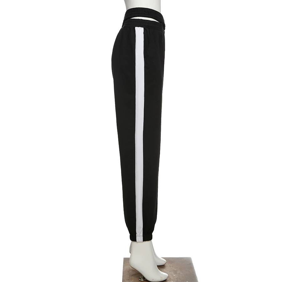 Dam Joggingbyxor Sportig Design Mjuk Bomull med Vita Sidor-5
