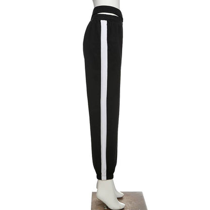 Dam Joggingbyxor Sportig Design Mjuk Bomull med Vita Sidor-5