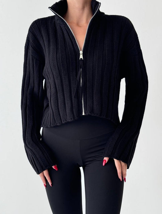 Dam Zipjacka Ribbad Kort Polyester-1