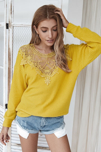 Dam Topptröja Broderad Polyester 3/4 Ärmar-5